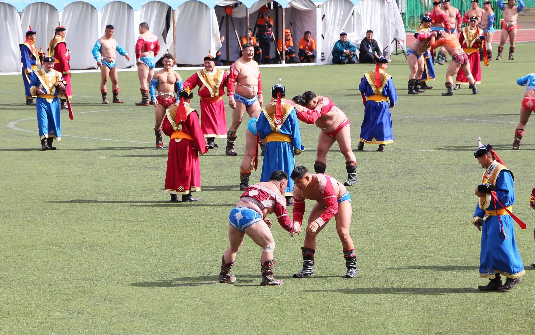 Mongolian wrestling at Naadam